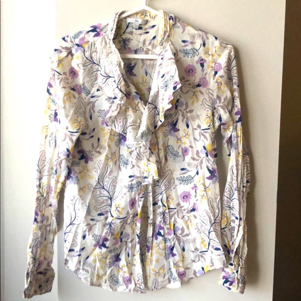 Darling Gap blouse with purple folk pattern